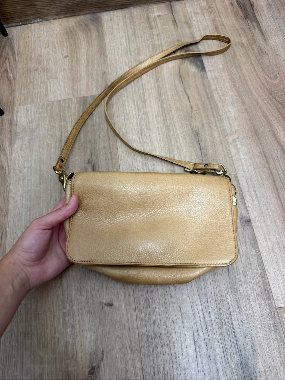 Leather Crossbody Bag in Tan